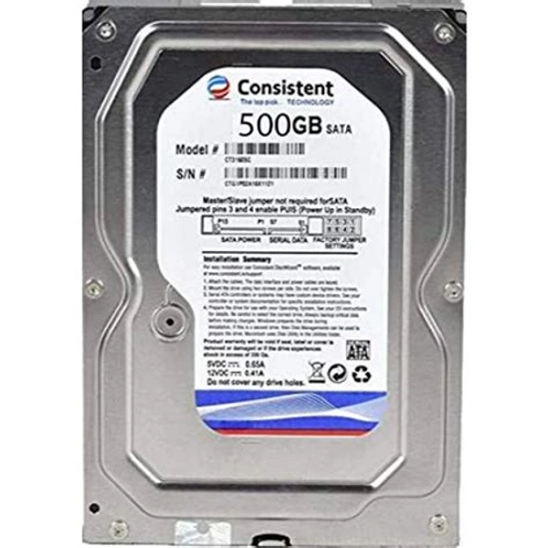 Consistent 500Gb SATA Hard Drive 2yrs warranty 3.5" - Silver